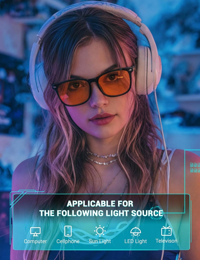 TIJN Blue Light Blocking Glasses Dual AR Coatings Amber Orange Lens for Computer Gaming - Image 3